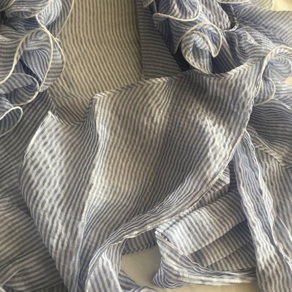 Amanda Uprichard Blue Ruffle Wrap Blouse - Picture 9 of 12